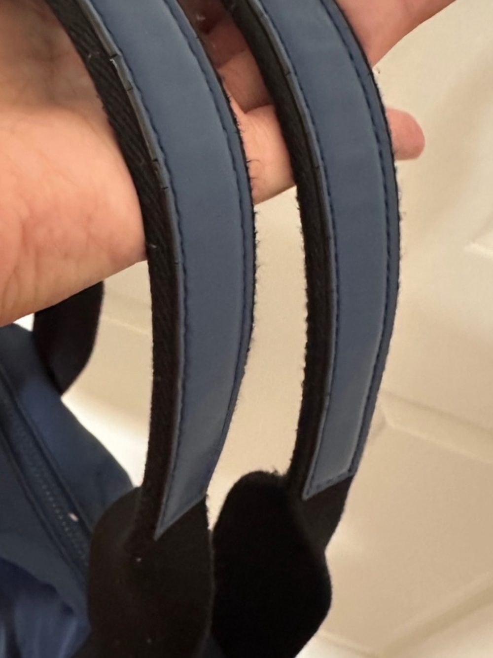 REBECCA MINKOFF North South Nylon Satin Tote Bag Navy/ Black - Picture 8 of 12